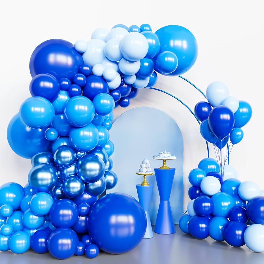 Blue Balloon Garland Arch Kit, 134Pcs Royal Blue Party Balloons, 4 Sizes Blue Balloons for Baby S... | Amazon (US)