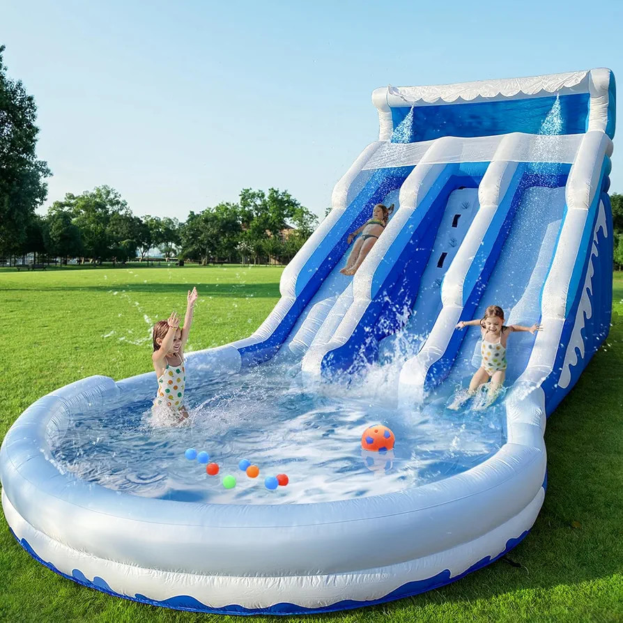 2026 Upgraded Large Inflatable Water Slide Swimming Pool Play Center,Triple Water Slides&Lightwei... | Amazon (US)