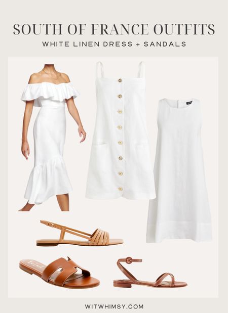 South of france outfit ideas with linen dresses
White dresses
Summer sandals
Vacation outfits
Summer looks 