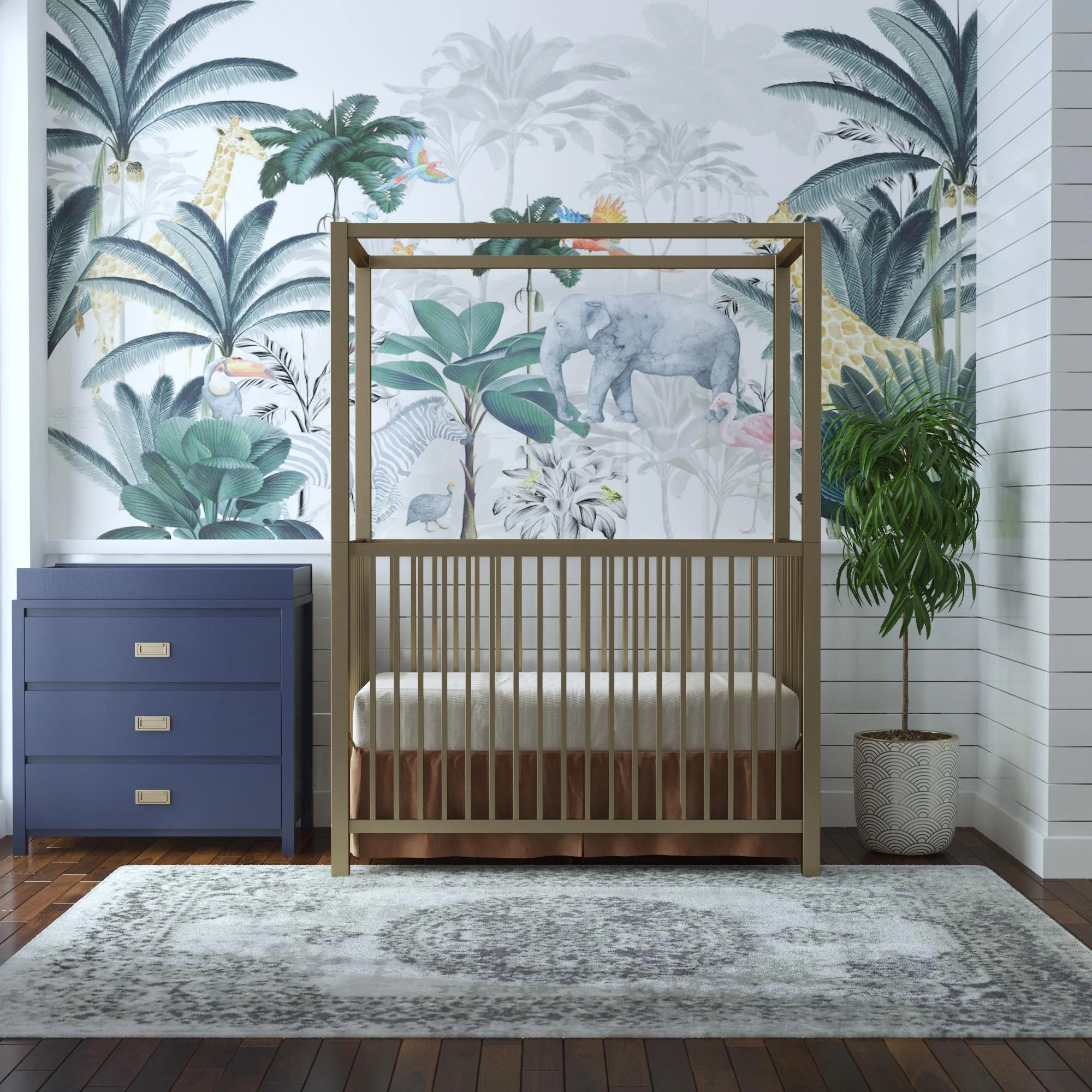 Little Seeds Monarch Hill Haven Gold Metal Canopy Crib | Walmart (US)