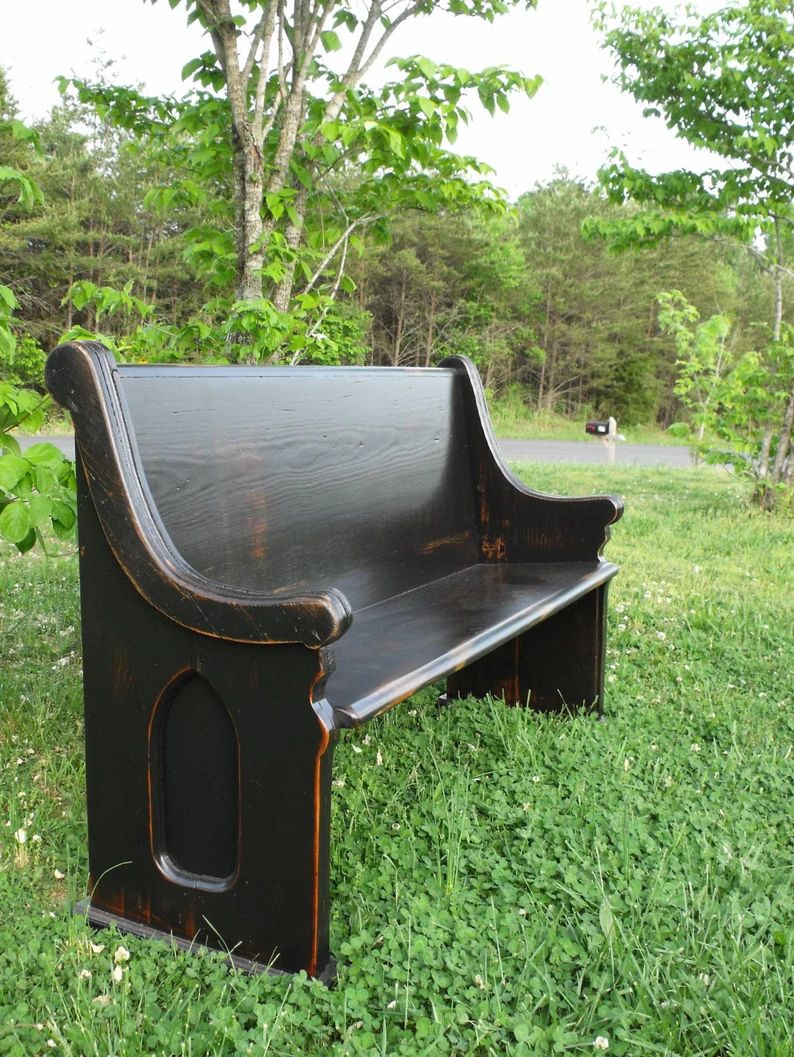Black Wooden Church Pew - (please see item description for build/shipping time) | Etsy (US)