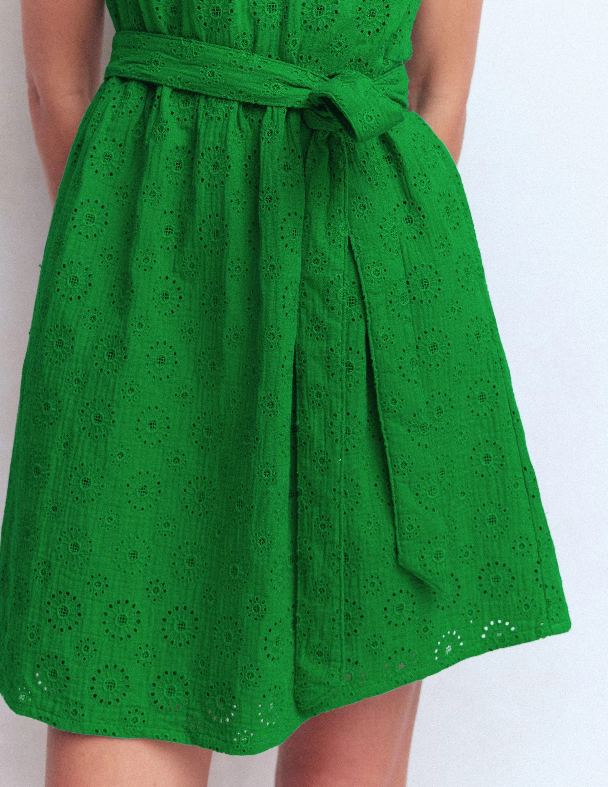 Viv Double Cloth Short Dress-Highland Green Broderie | Boden (US)