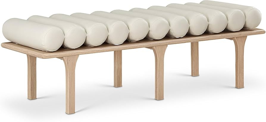 Meridian Furniture Landon Cream Vegan Leather Bench | Amazon (US)