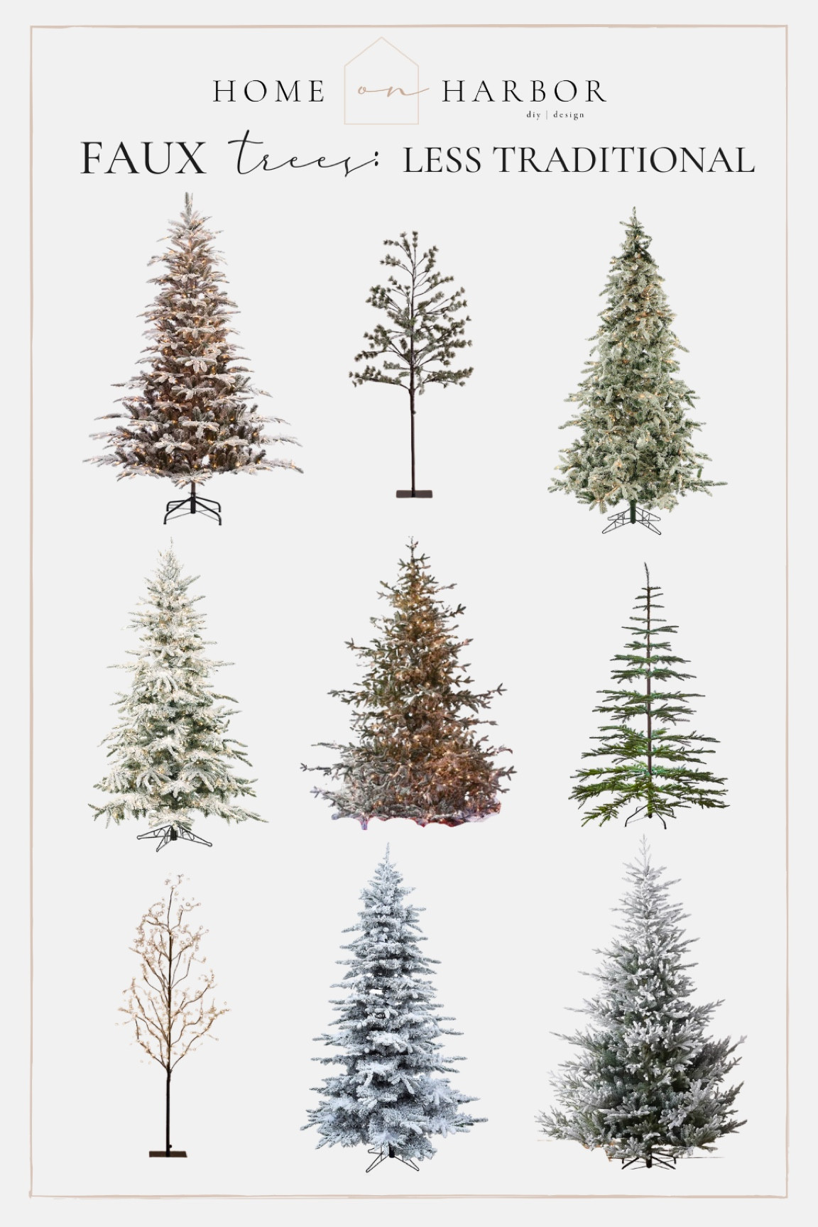 Artificial Christmas trees: flocked, modern, sparse. Less traditional trees. 

#LTKhome #LTKSeasonal #LTKHoliday