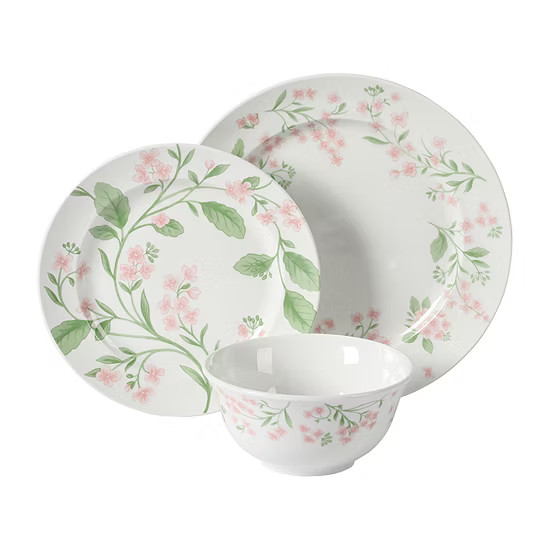 Martha Stewart Kimberly Floral 12-pc. Ceramic Dinnerware Set, Color: Pink - JCPenney | JCPenney
