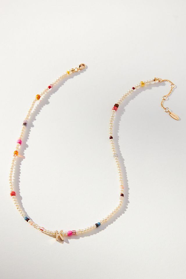 Beaded Monogram Charm Necklace | Anthropologie (US)