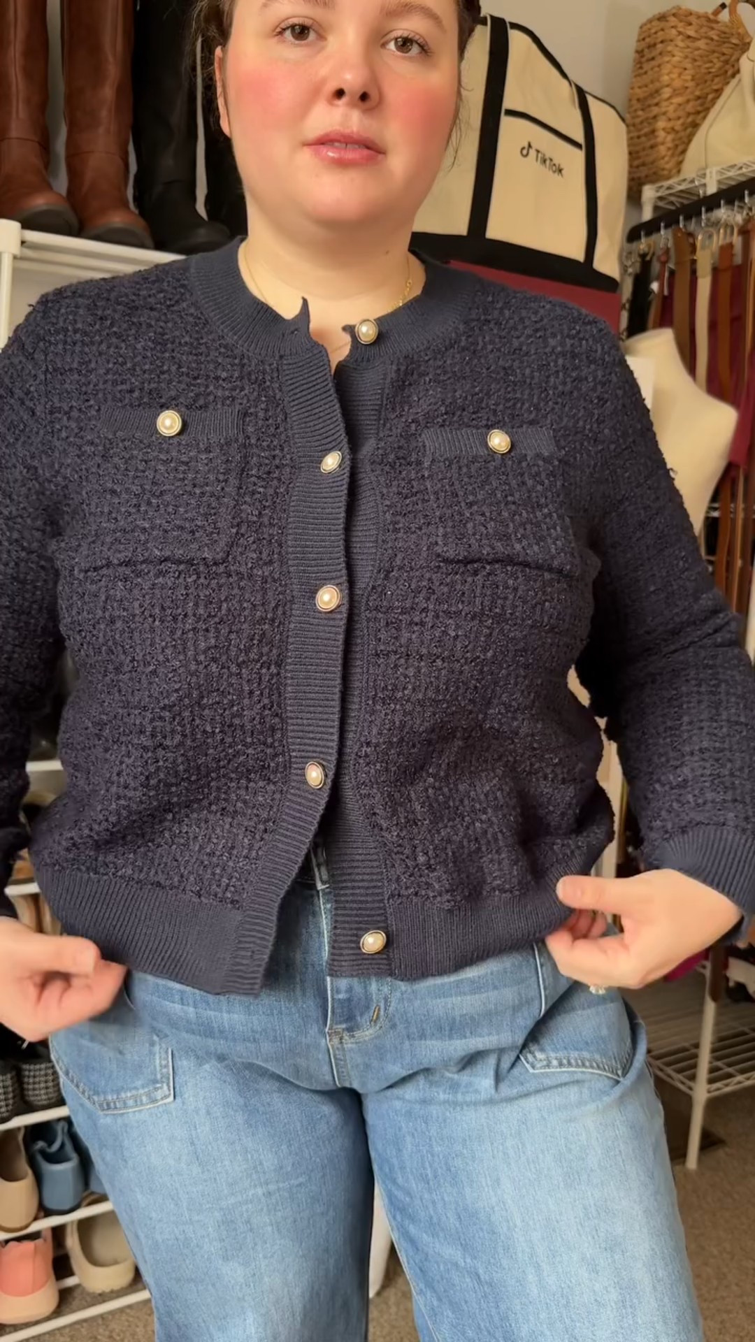 This sweater net cardigan has manners 🙂‍↕️ #cardigan #sweater #tweedcardigan #knitcardigan #TikTokShopCreatorPicks

#LTKPlusSize #LTKSaleAlert