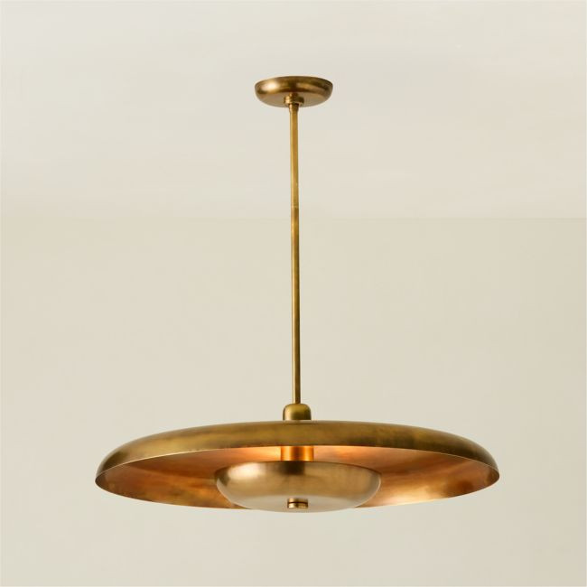Tennant Aged Brass Pendant Light 24 | CB2