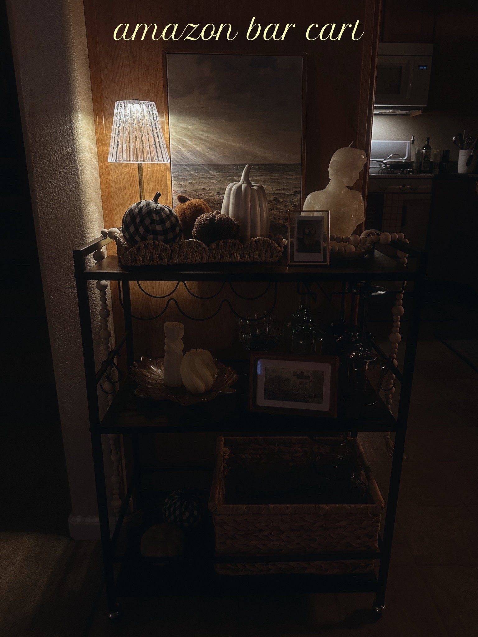 finally got a little bar cart for the kitchen area!! loving the cozy vibes and can’t wait to decorate it for christmas🤭

all the pumpkin decor is either from target or dollar tree. linked similar! 

bar cart, fall decor, bar cart set up, fall decorations, amazon prime day, prime day sale 

#LTKHome #LTKFindsUnder50 #LTKFindsUnder100