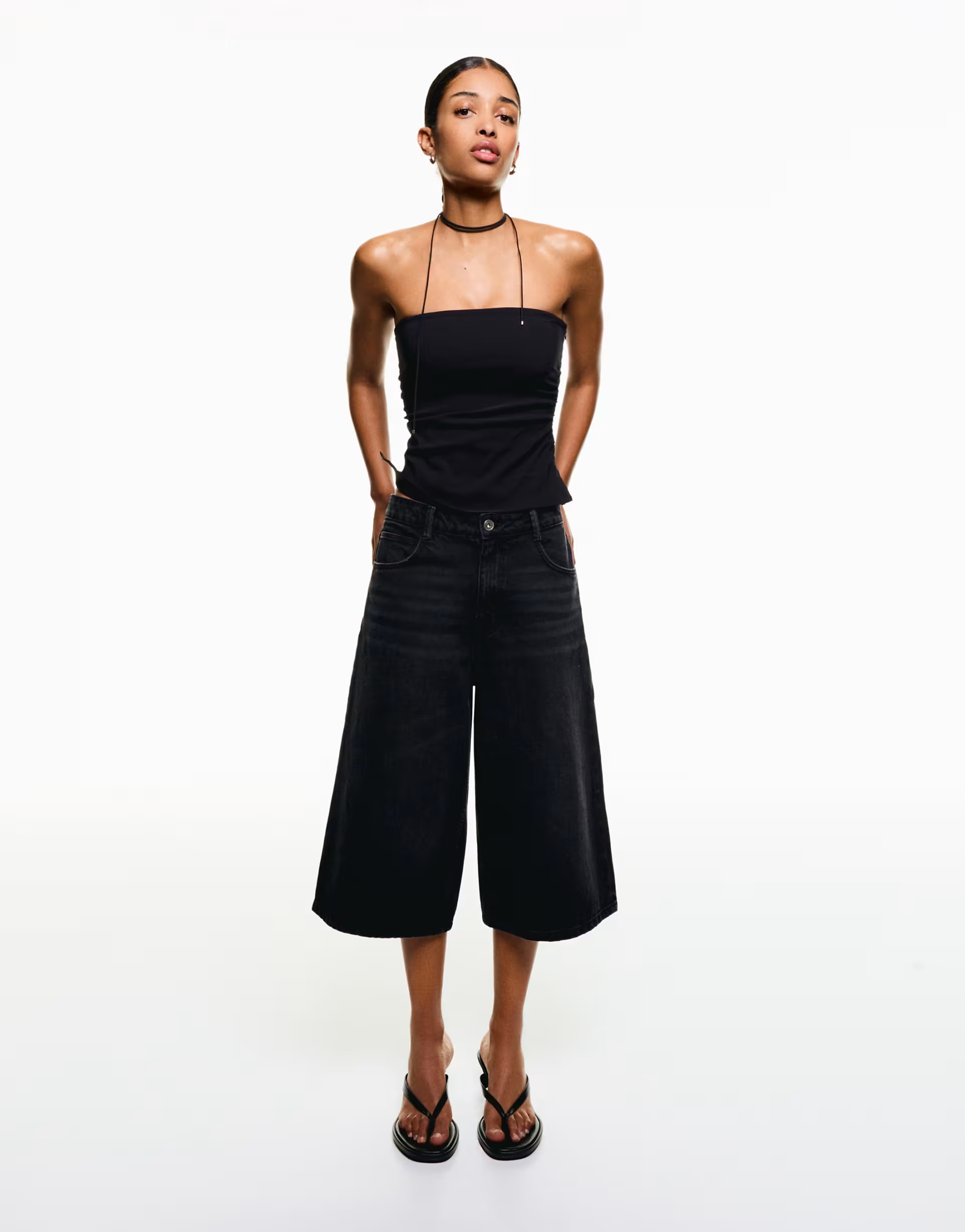 Bershka - Baggy denim bermuda jort in zwart | ASOS | ASOS (Global)