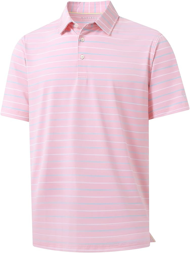 M MAELREG Golf Shirts for Men Short Sleeve Dry Fit Striped Performance Lightweight Moisture Wicki... | Amazon (US)