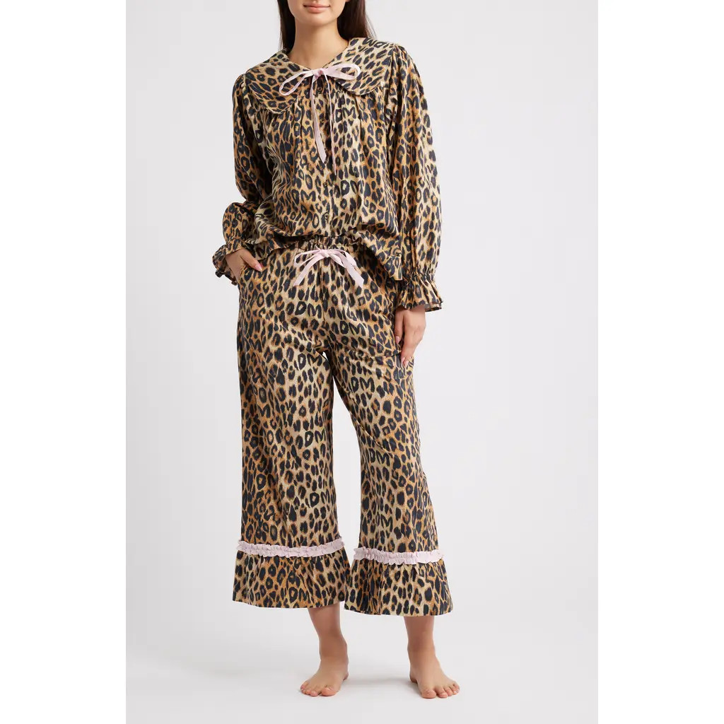 Damson Madder Felice Leopard Print Pajamas at Nordstrom, Size 10 Us | Nordstrom