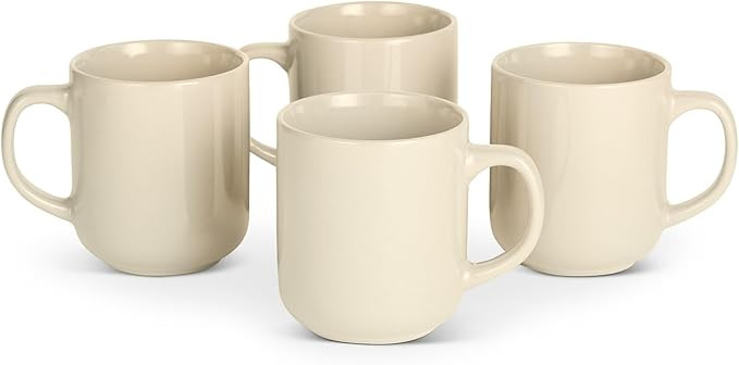 Amazon Basics Glazed Stoneware Coffee Mugs, Ceramic 4-Piece Set, 16 oz, Microwave and Dishwasher-... | Amazon (US)