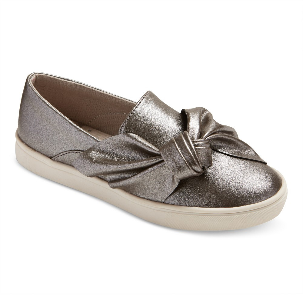 Girls' Shea Metallic Twin Gore Sneakers Cat & Jack - Pewter 3, Silver | Target