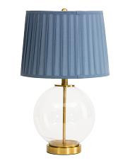 12x22.5 Glass Table Lamp With Pleated Shade | TJ Maxx