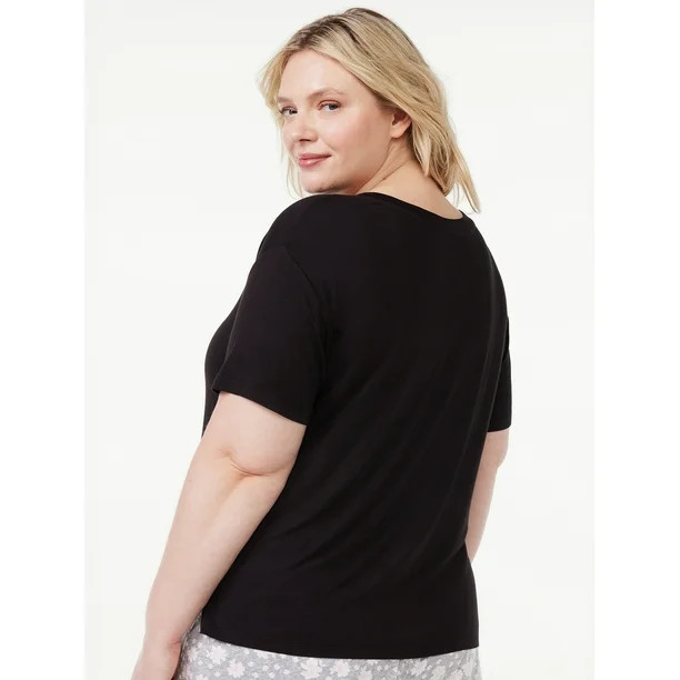 Joyspun Women's V-Neck Sleep T-Shirt, Sizes S to 3X | Walmart (US)