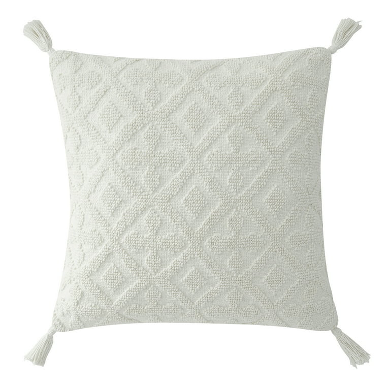 My Texas House Sutton Cotton Tufted Decorative Pillow Cover, 20"x20", Coconut Milk | Walmart (US)
