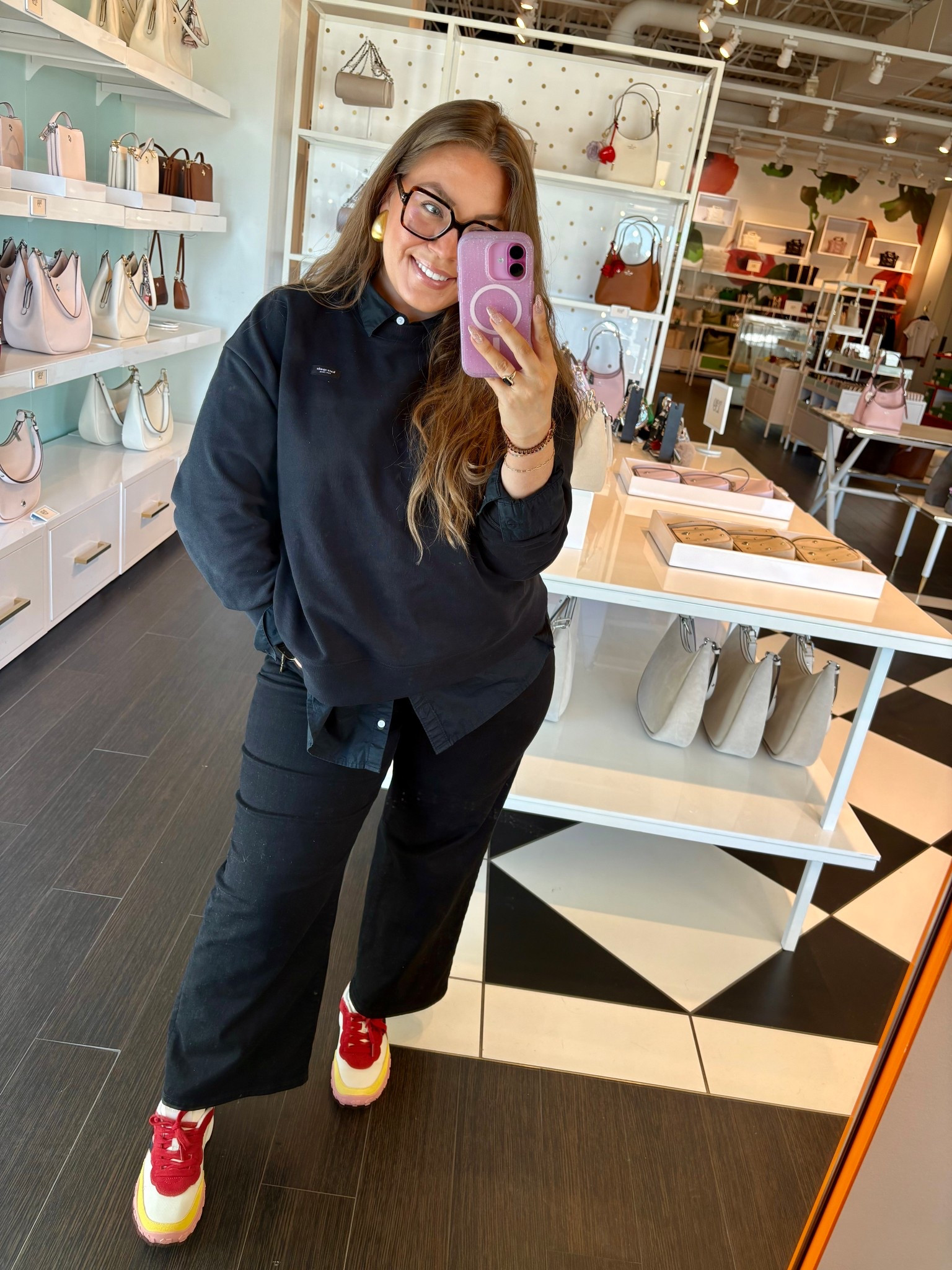 button up: extra large 
sweatshirt: large
pants: 32
use code 2000022693 for 10% off select Kate Spade Outlet items

#LTKootd