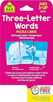 School Zone Spell Three-Letter Words Puzzle Cards: Preschool to Kindergarten, Letters, Letter Rec... | Amazon (US)