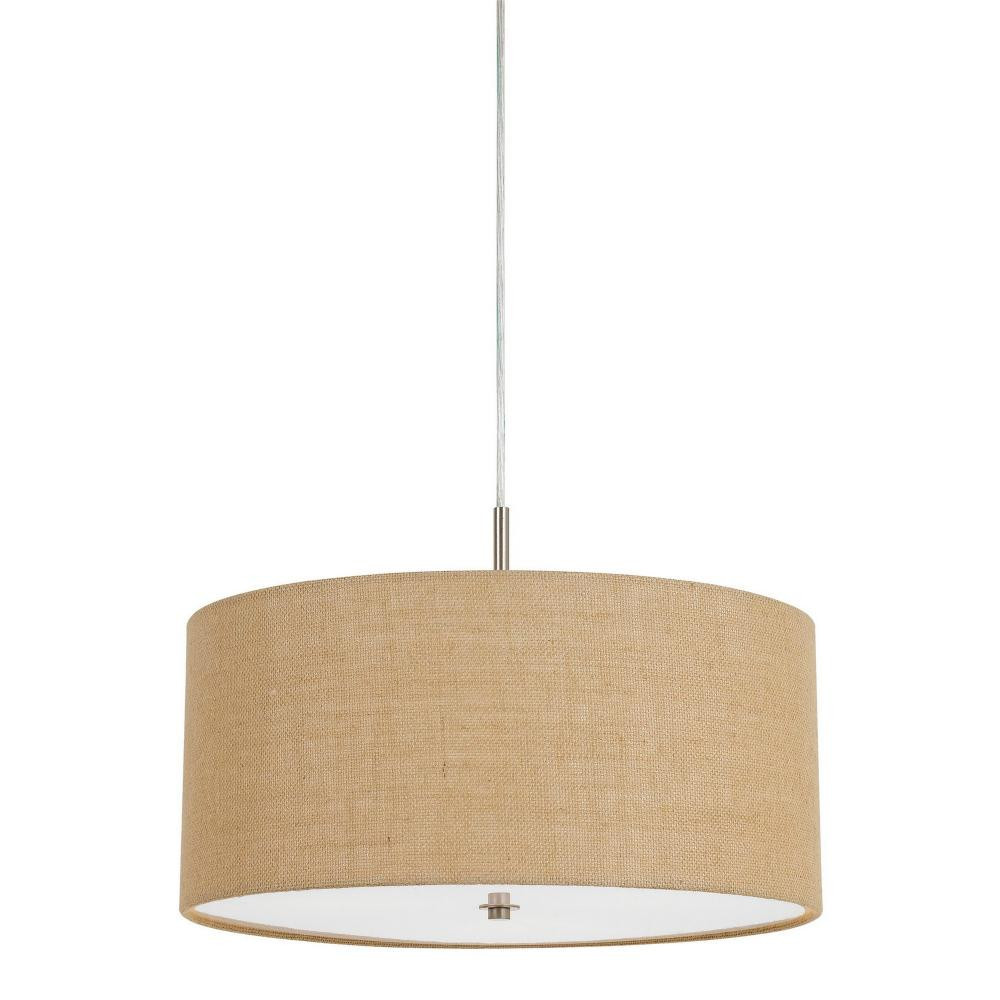Benzara Pendants 1 -Light Beige Rustic Clear glass Fabric Drum Medium Hanging Pendant Light | BM224939 | Lowe's