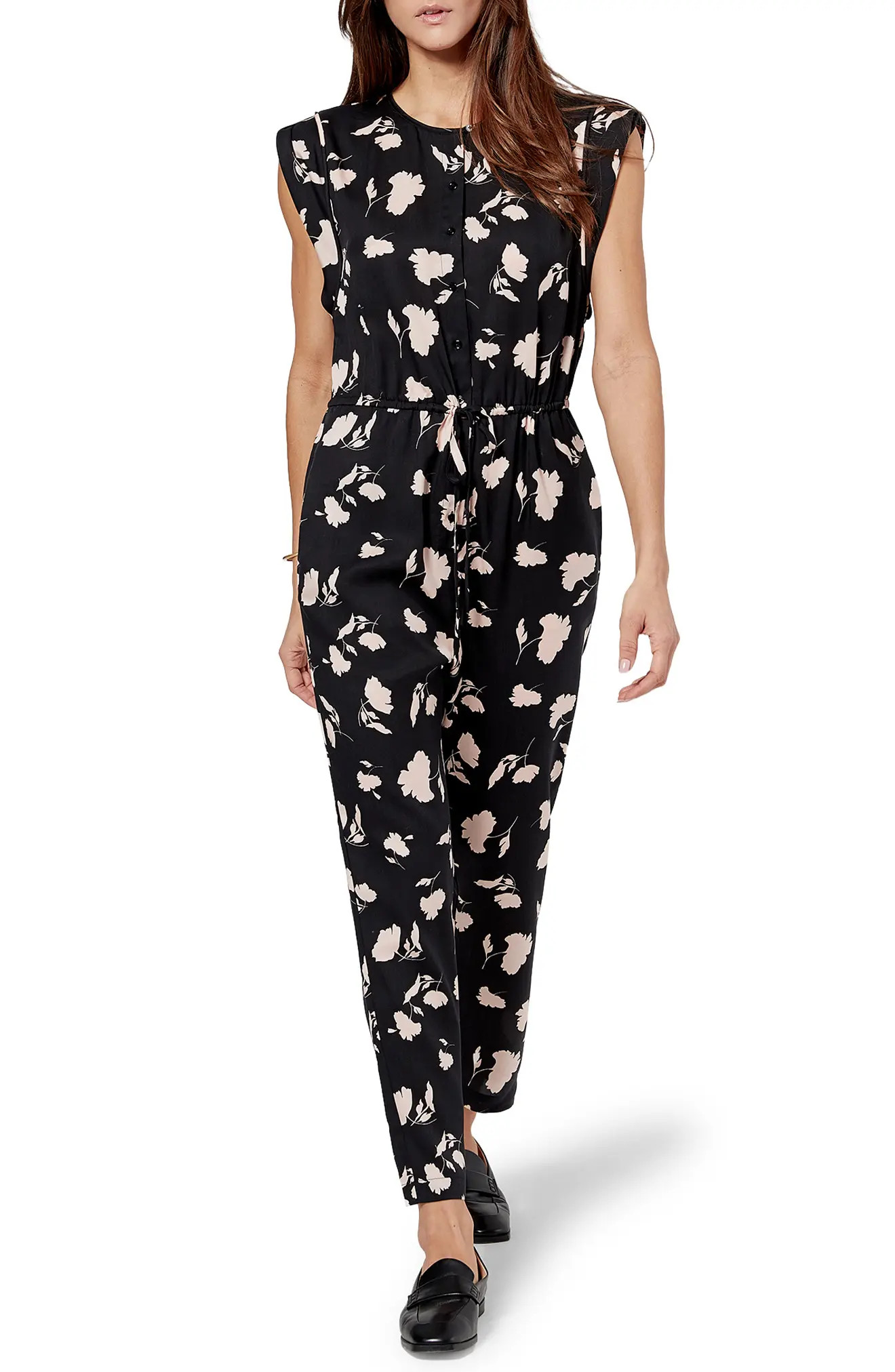 Women's Joie Noleen Floral Print Jumpsuit, Size Large - Black | Nordstrom