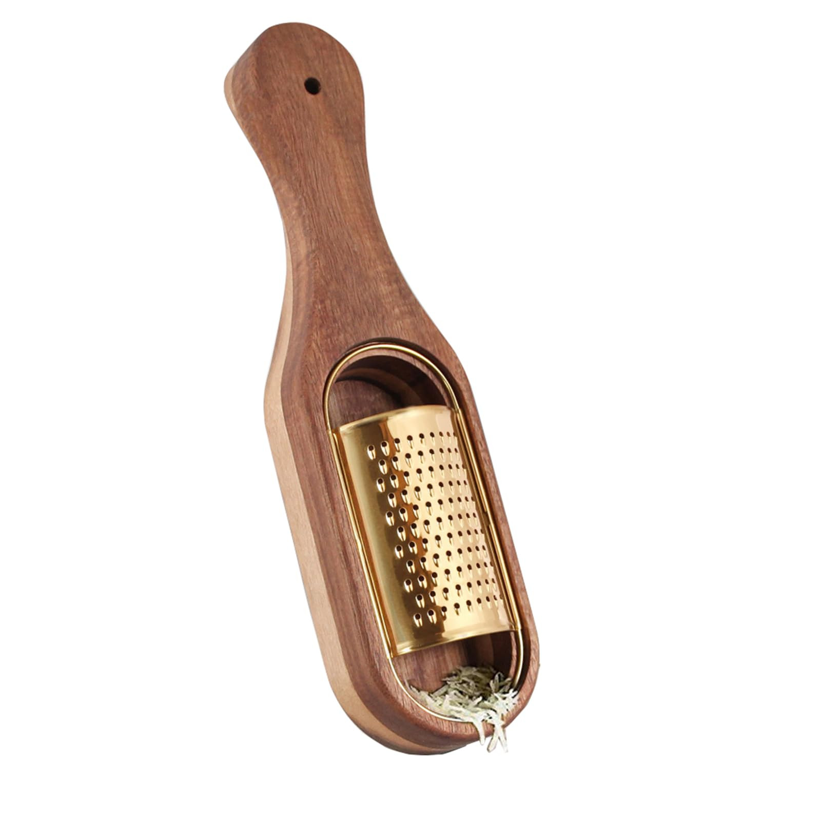 Box Cheese Grater With Container Stainless Steel Parmesan Cheese Grater With Wood Handle Shredder Zester Grater Box Kitchen Handheld Cheese Spoon Grater-Gold Colour (With Handle) | Amazon (US)