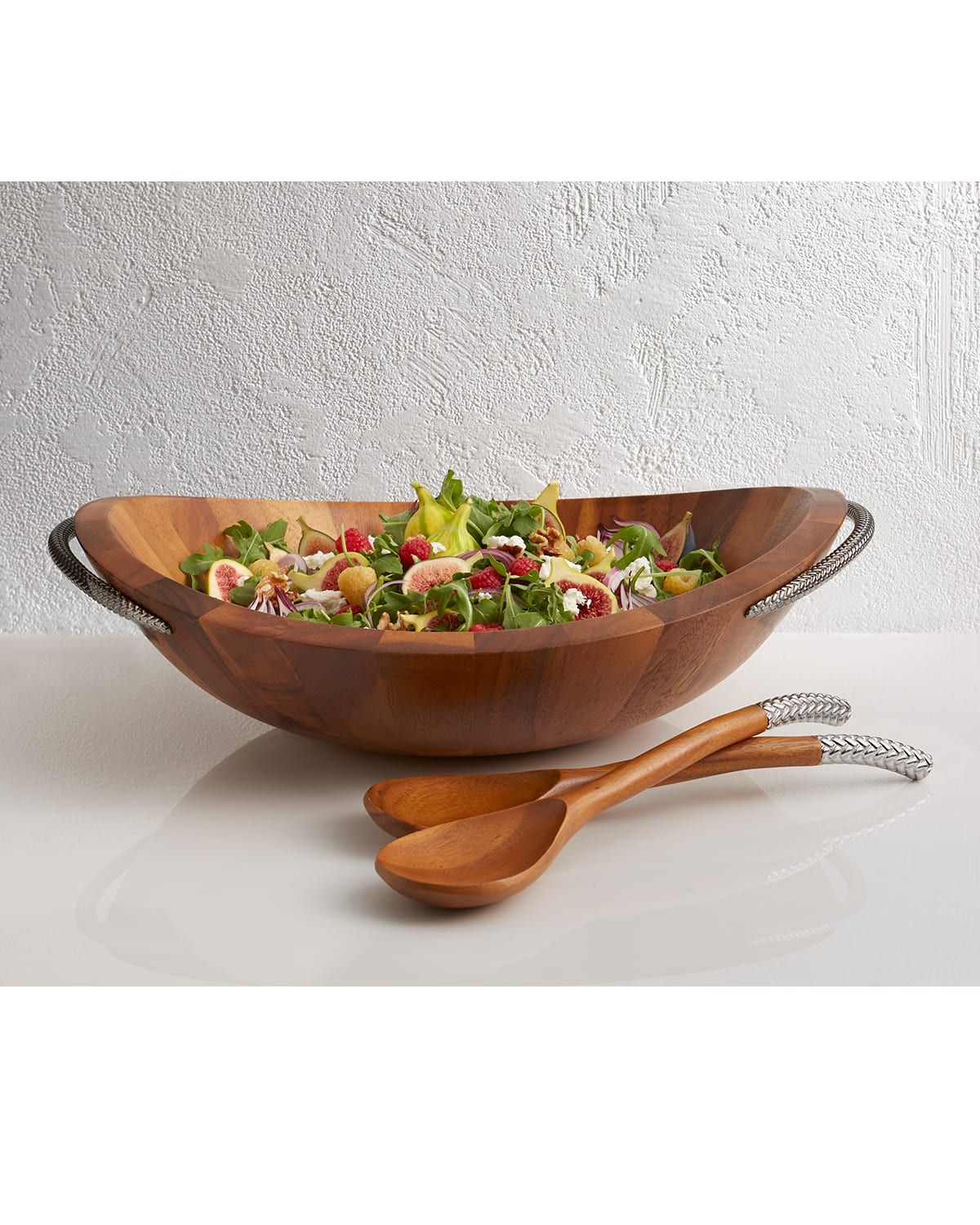 Braid Wood Salad Bowl with Servers | Neiman Marcus