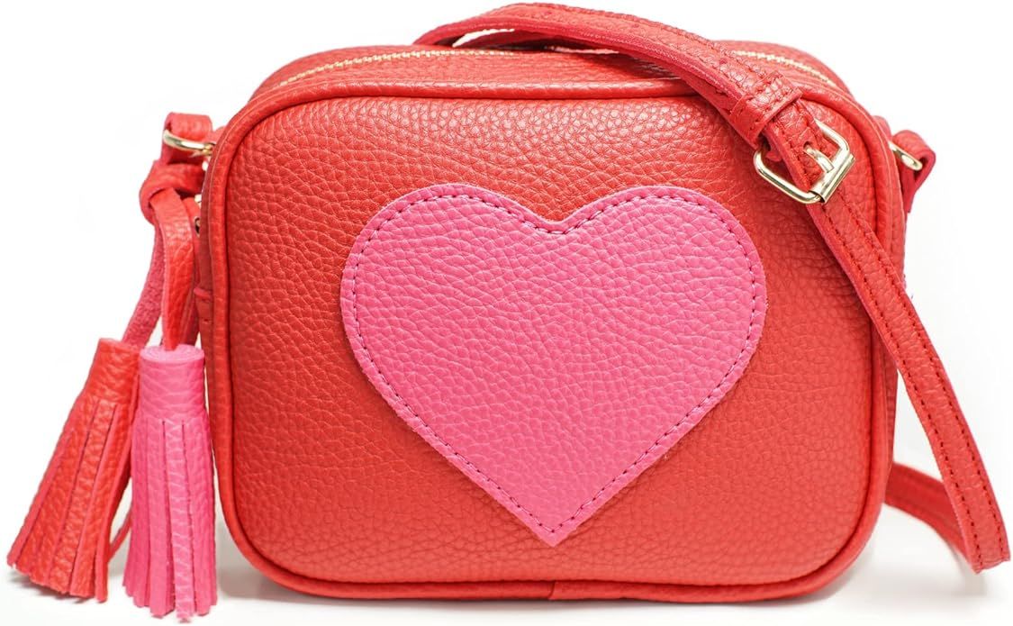 Amazon.com: Gift for Girls Women Heart Purse Crossbody Bag PU Leather Roomy with Tassel and Adjus... | Amazon (US)