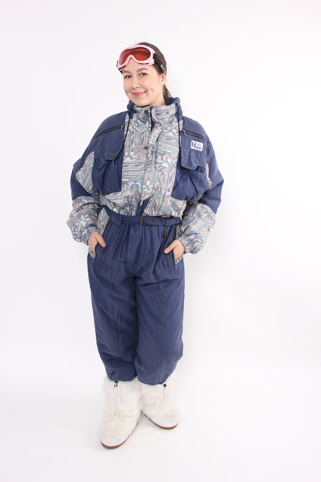 90s one piece ski suit, vintage blue ski jumpsuit, retro multicolor snowsuit , Size M/L | Etsy (CAD)