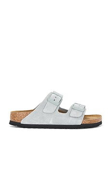 BIRKENSTOCK Arizona Soft Footbed Sandal in Pure Sage Suede from Revolve.com | Revolve Clothing (Global)
