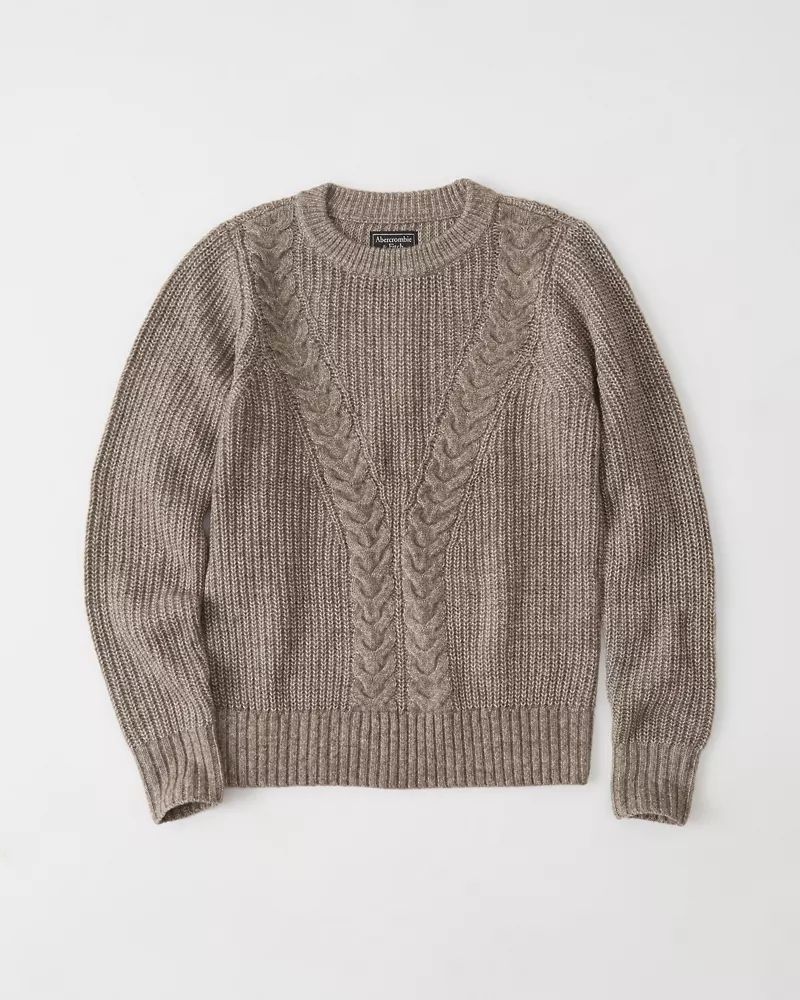 Airspun Cable Crewneck Sweater | Abercrombie & Fitch US & UK