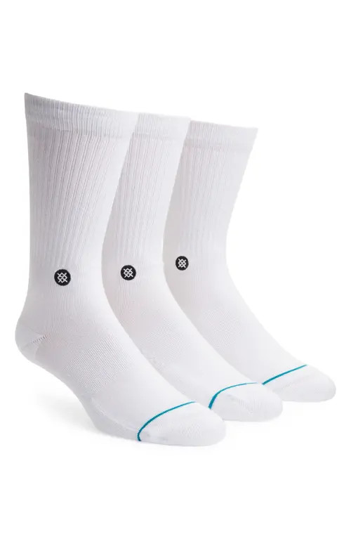 Stance Icon Assorted 3-Pack Crew Socks in White at Nordstrom, Size Large | Nordstrom