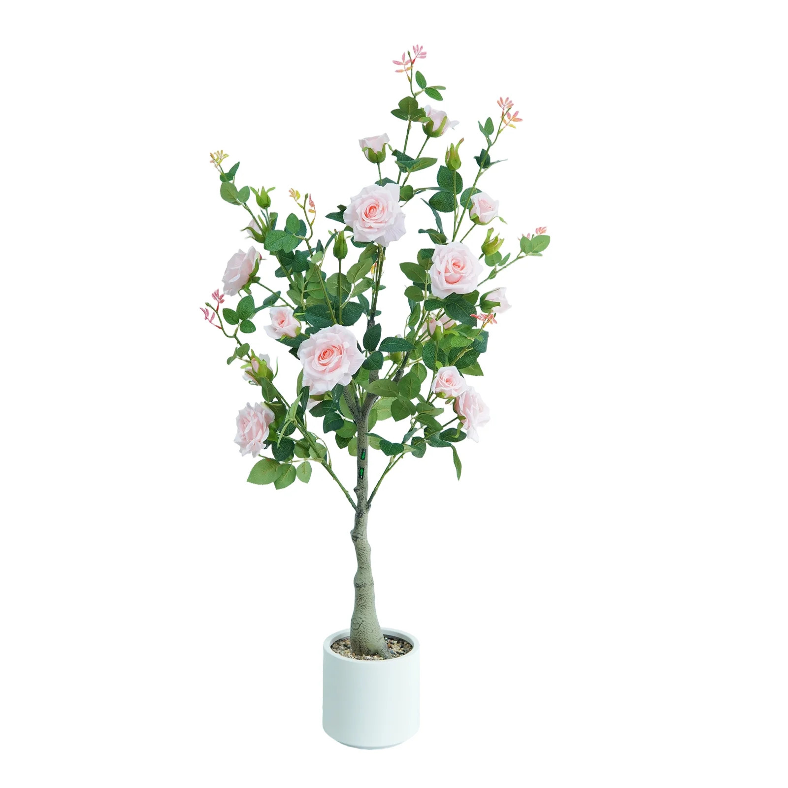 4ft Artificial Pink Rose Tree in Pot, Elegant Faux Floral Tree with Lush Leaves for Home, Office ... | Walmart (US)