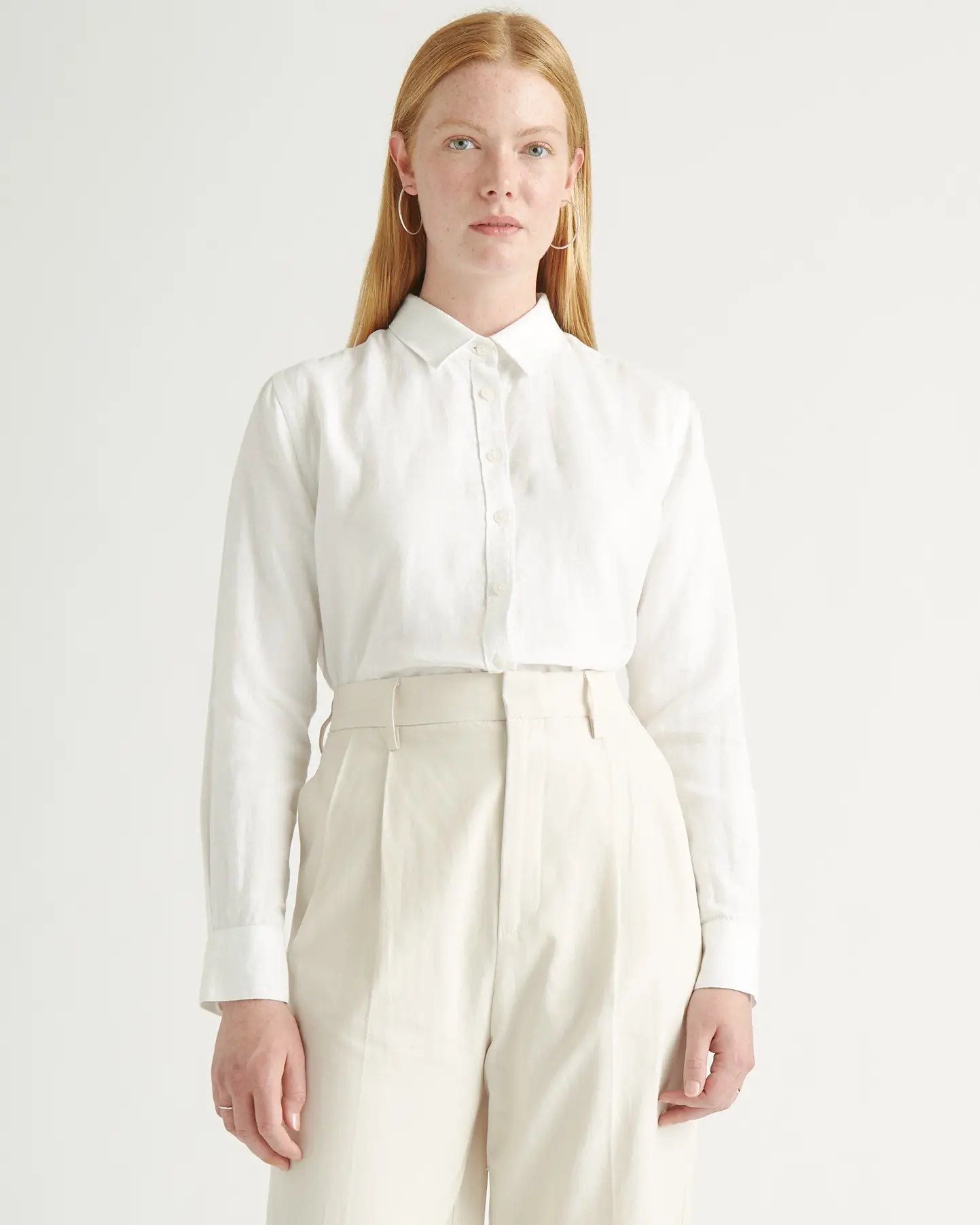 100% European Linen Long Sleeve Shirt in White | Quince