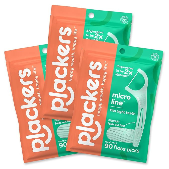 Plackers Micro Line Dental Floss Picks, Fold-Out FlipPick, Tuffloss, Easy Storage with Sure-Zip S... | Amazon (US)