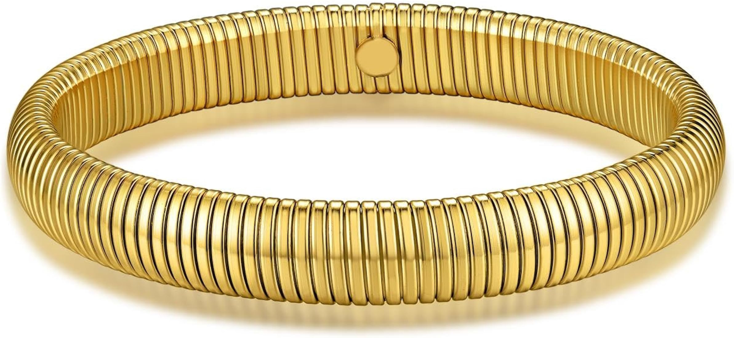 GoldChic Jewelry Stainless Steel Stretch Link Chain Bracelet for Women, Flexible Wide Gold Wristb... | Amazon (US)