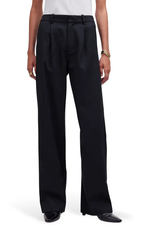 Madewell Slouchy Straight Leg Twill Pants in True Black at Nordstrom, Size 0 | Nordstrom