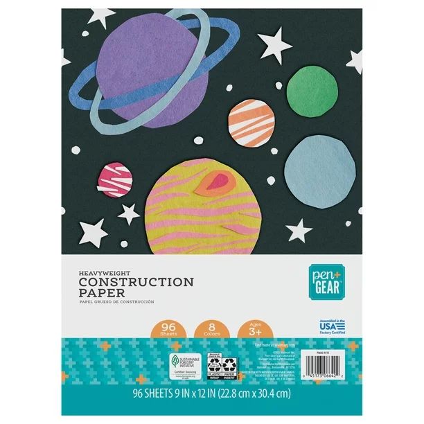 Pen + Gear 9x12 in Construction Paper, Heavyweight, 8 Assorted Colors, 96 Sheets, P6642-4115 | Walmart (US)