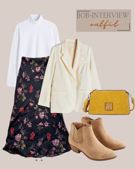 Chic job interview outfit ideas with calmly alive floral skirt and oversized blazer for contrast look but outstanding compliment of each other

#LTKworkwear #LTKunder100