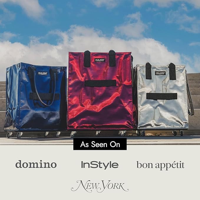 (Large, Cosmic Red Reusable Grocery Bag On Wheels, Shopping Trolley, Rolling Tote, Zipper Closure... | Amazon (US)