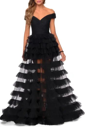 Off the Shoulder Sheer Tulle Ballgown | Nordstrom