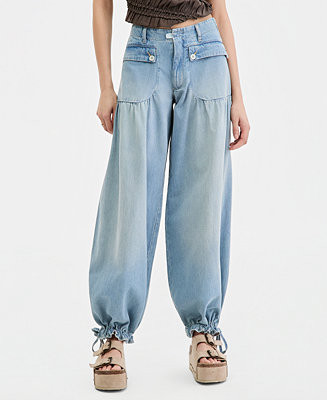 Free People Women's Lotus Tie Hem Balloon Jeans - Macy's | Macy's