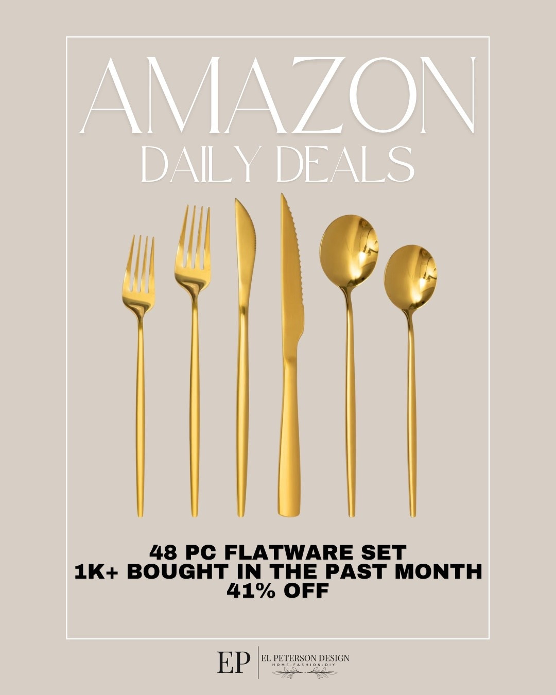 Amazon Daily Deals
48 pc flatware 

#LTKHome #LTKFindsUnder50 #LTKSaleAlert