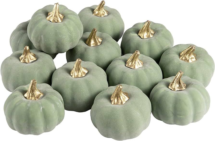 Whaline Artificial Pumpkins Bulk Vintage Green Pumpkin Harvest Lifelike Pumpkin Fake Foam Pumpkin... | Amazon (US)