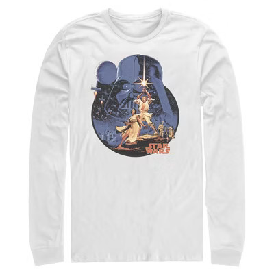 Mens Star Wars Stellar Scene Long Sleeve Shirt - White - Small | Target