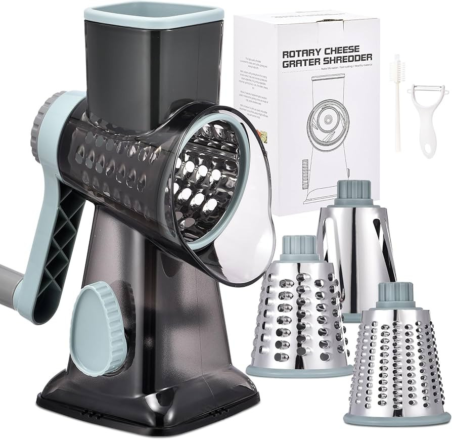 Rotary Cheese Grater with Handle Kitchen Shredder Slicer Grater Slicer Ice Shaver Cheese Vegetabl... | Amazon (US)