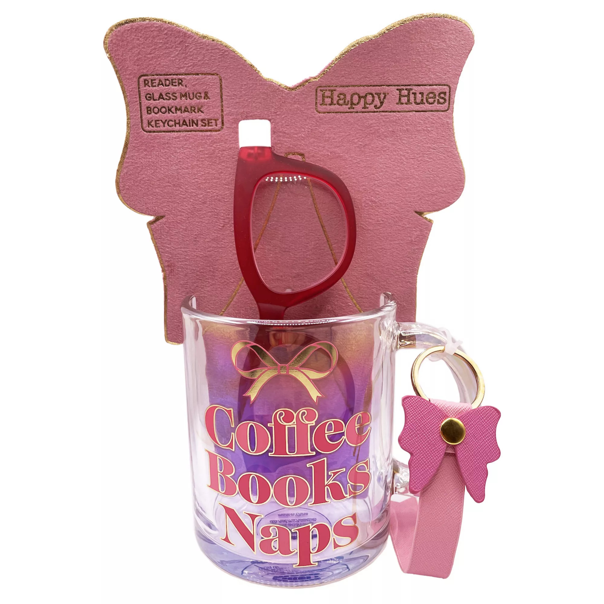 Happy Hues Reader, Glass Mug, Bookmark & Keychain Gift Set | Kohl's