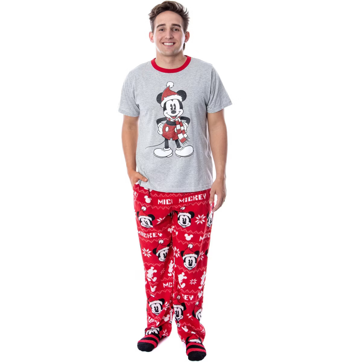 Seven Times Six Disney Mickey Mouse Men's Santa Mickey Pajama Sleep Set Shirt Pants and Socks Mul... | Target
