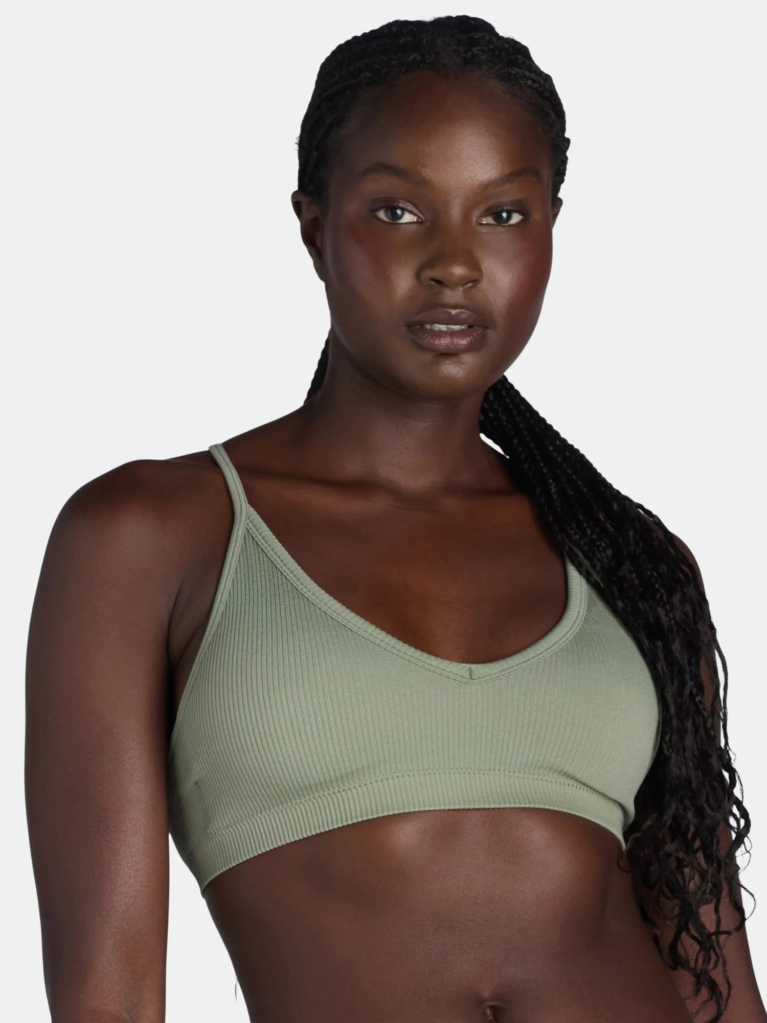 No Boundaries Seamless Ribbed Triangle Bralette, Women’s and Women’s Plus | Walmart (US)