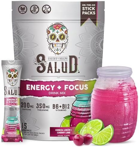 Salud 2-in-1 Energy Drink Powder + Focus, Cherry Lime, Organic Caffeine, B6 + B12, Theanine, Clea... | Amazon (US)